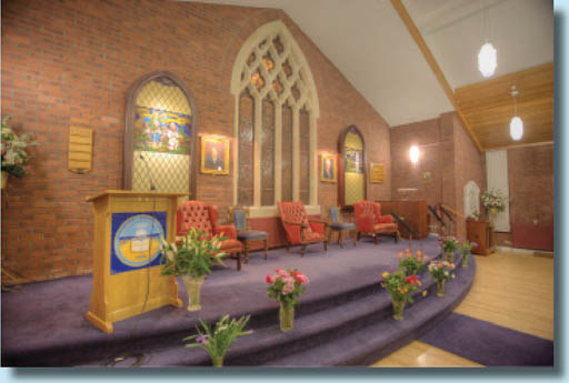 The interior of Longton Spiritualist Church