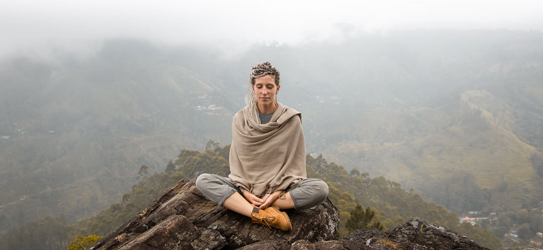 meditate meditation woman mountains nature relax-stock pic